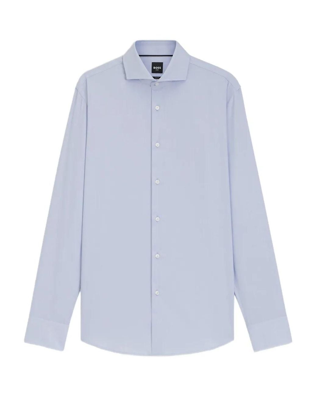 Boss White Pointed-Collar Cotton Shirt for men