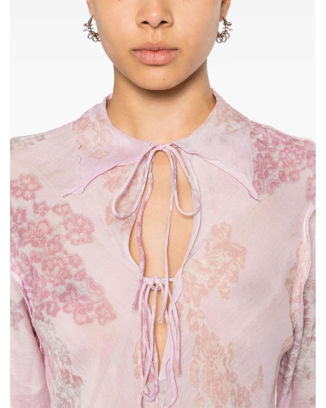 Acne Pink Chiffon Seasonal-Print Dress