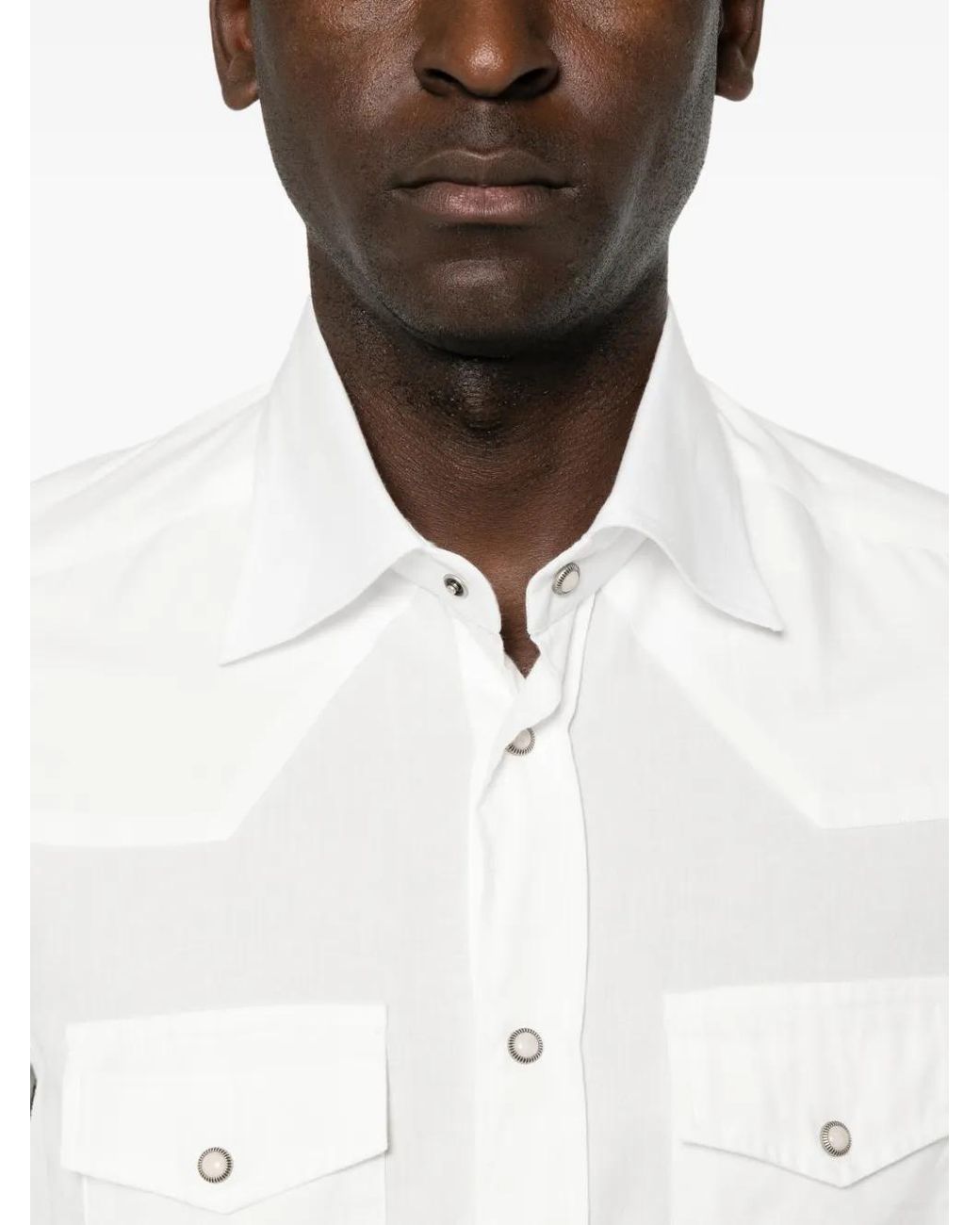 Eleventy White Western-Style Panelled Shirt for men