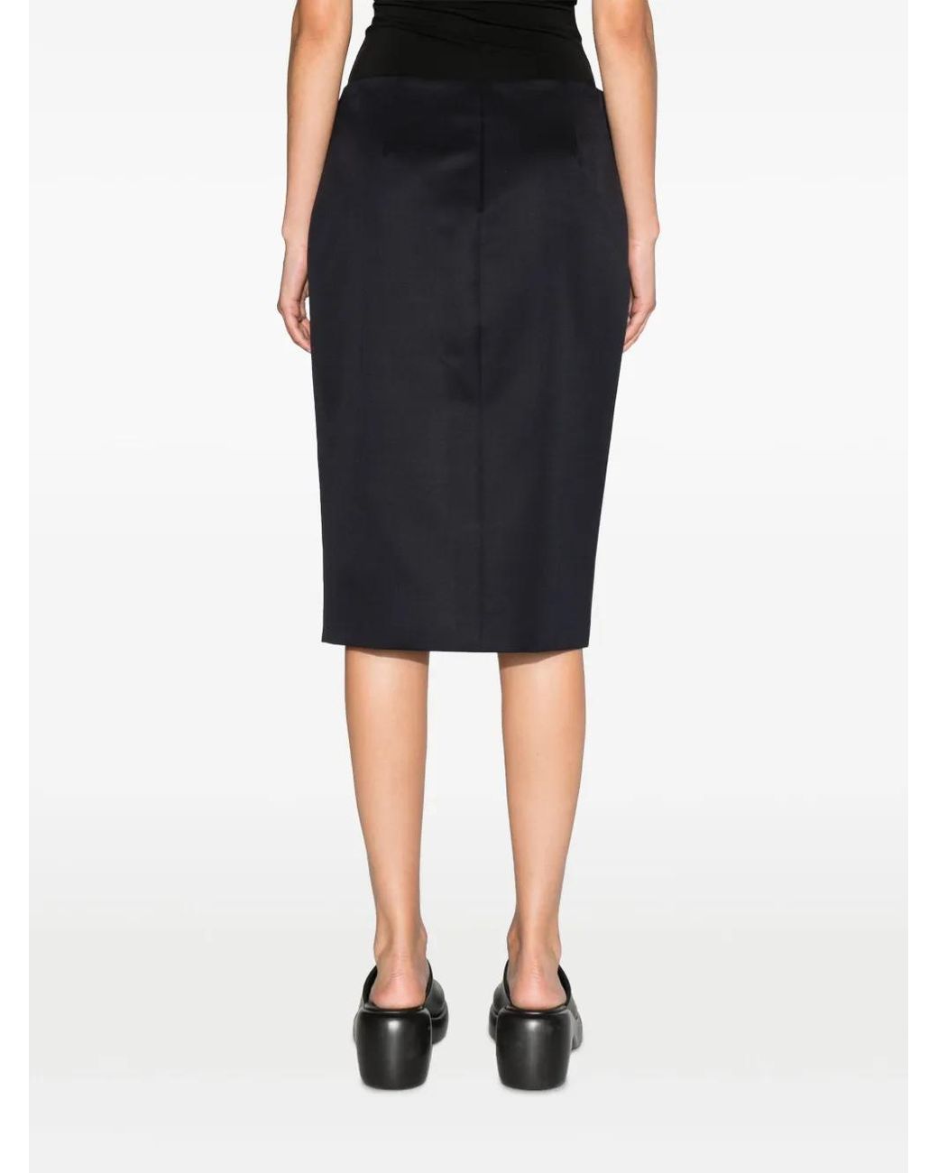 Givenchy Blue Wool-Blend Straight Skirt