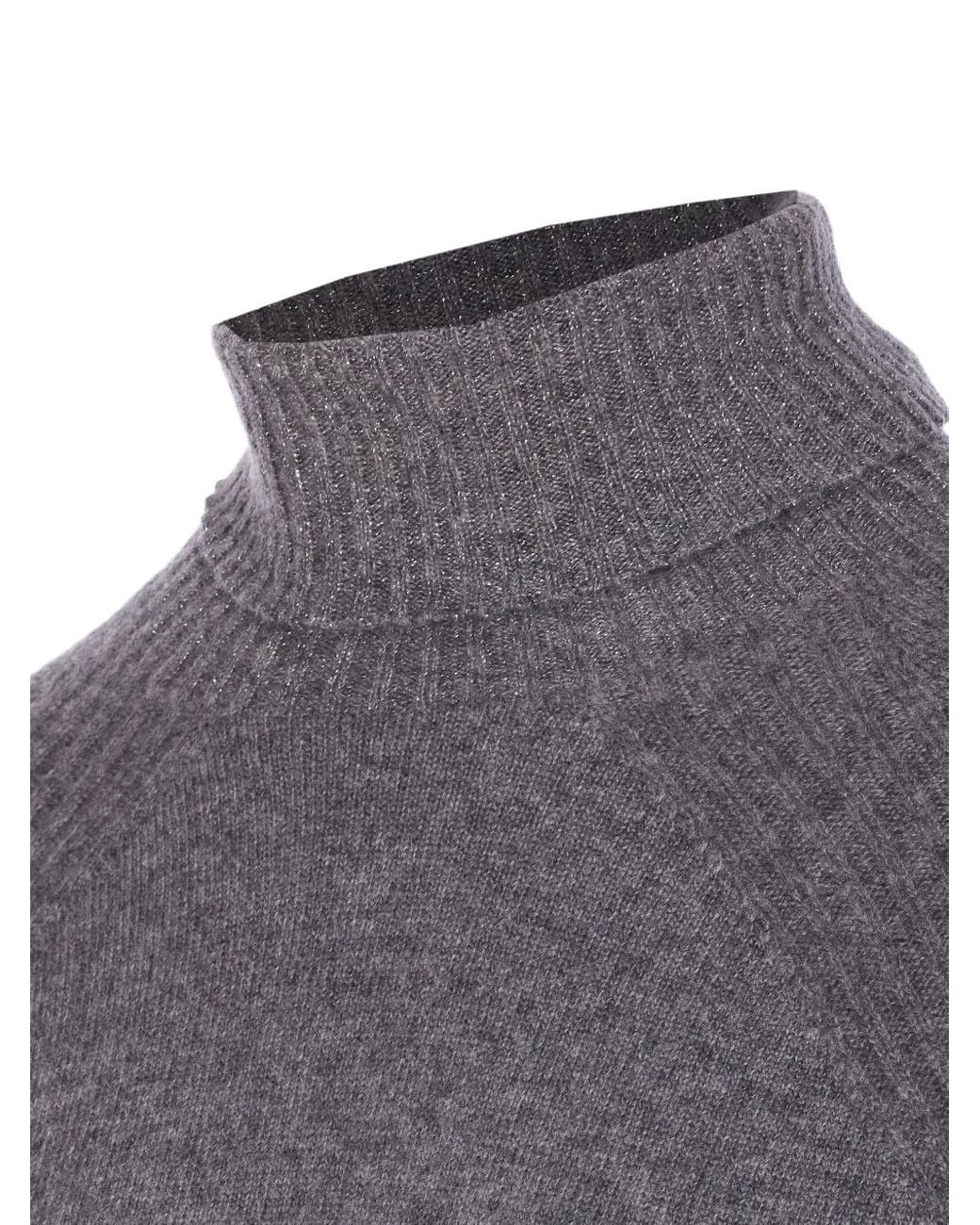Twinset Gray High-Neck Sweater
