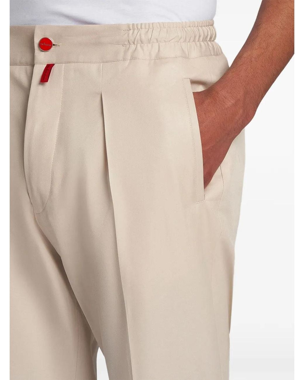 Kiton White Cotton Tapered Trousers for men