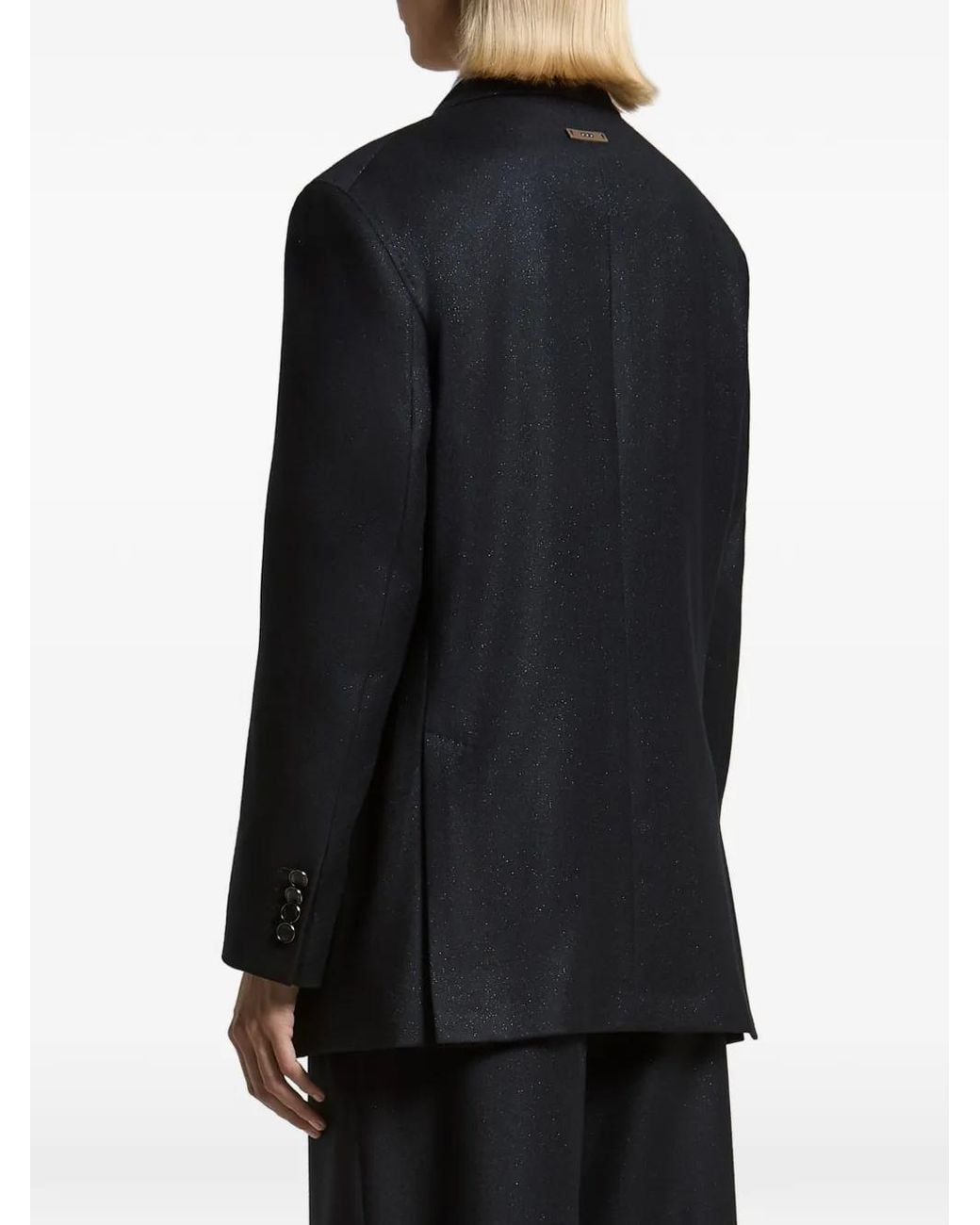 Peserico Black Glitter-Effect Single-Breasted Blazer