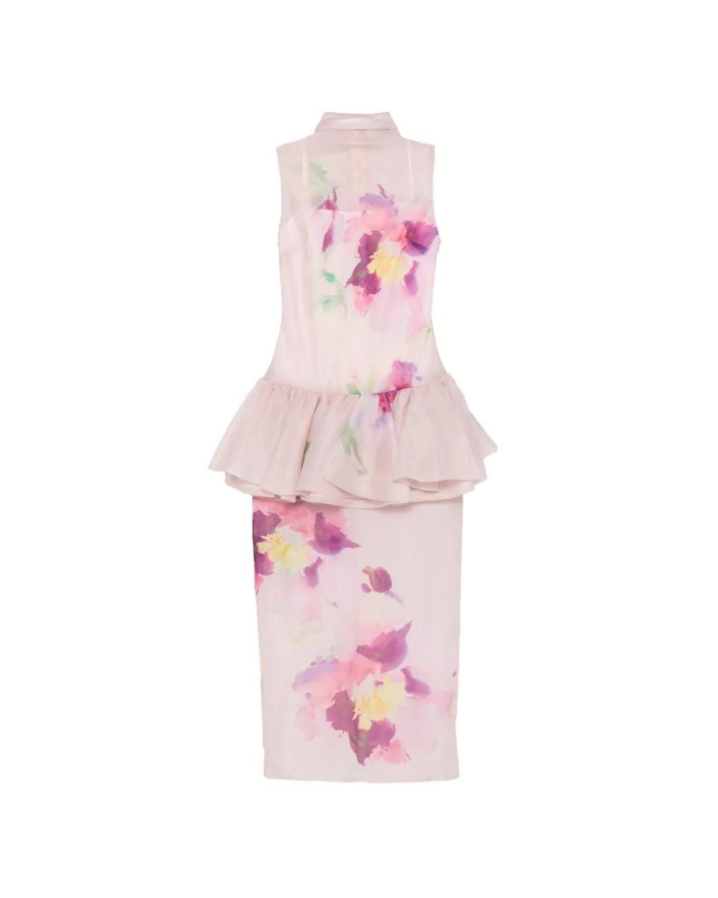 Aje. Pink Arlina Ruffled Floral-Print Gown