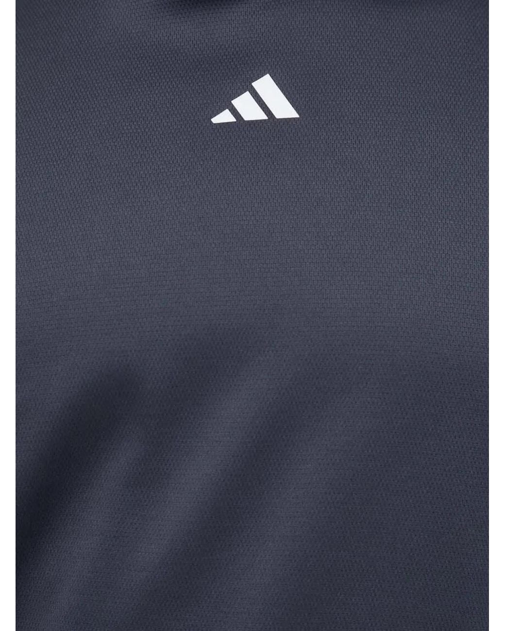Adidas Blue Logo-Print Panelled Hoodie for men