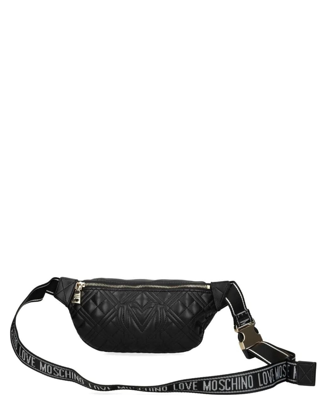 Love Moschino Black Quilted Logo Belt Bag