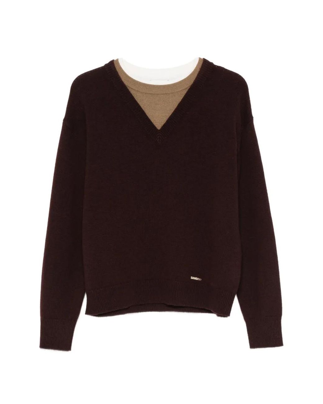 Sandro Brown V-Neck Sweater