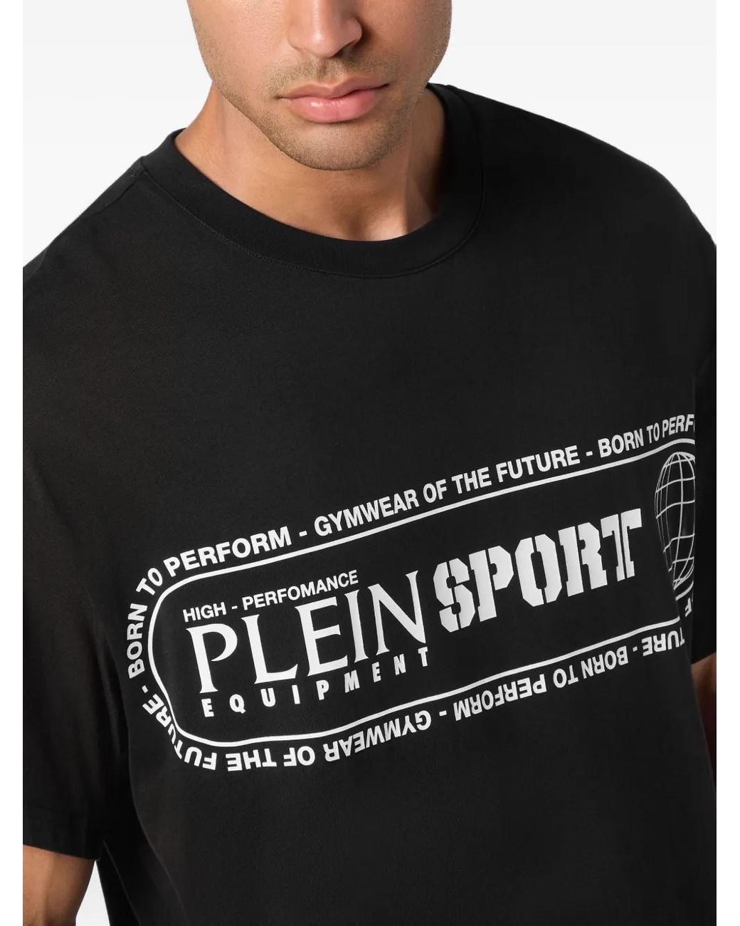 Philipp Plein Black Logo-Print Round-Neck T-Shirt for men