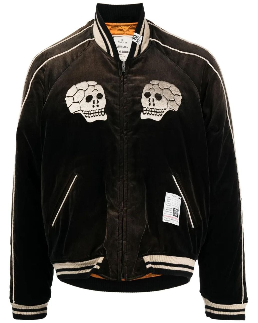 Maison Mihara Yasuhiro Black Souvenir Velvet Bomber Jacket for men