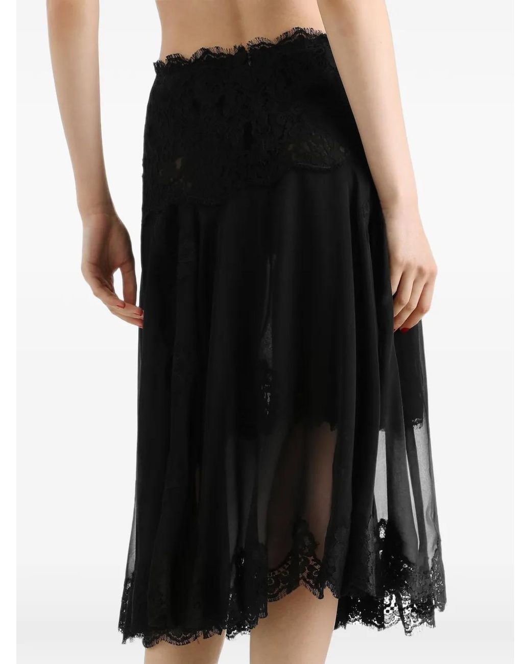 Dolce & Gabbana Black Silk Chiffon Midi Skirt