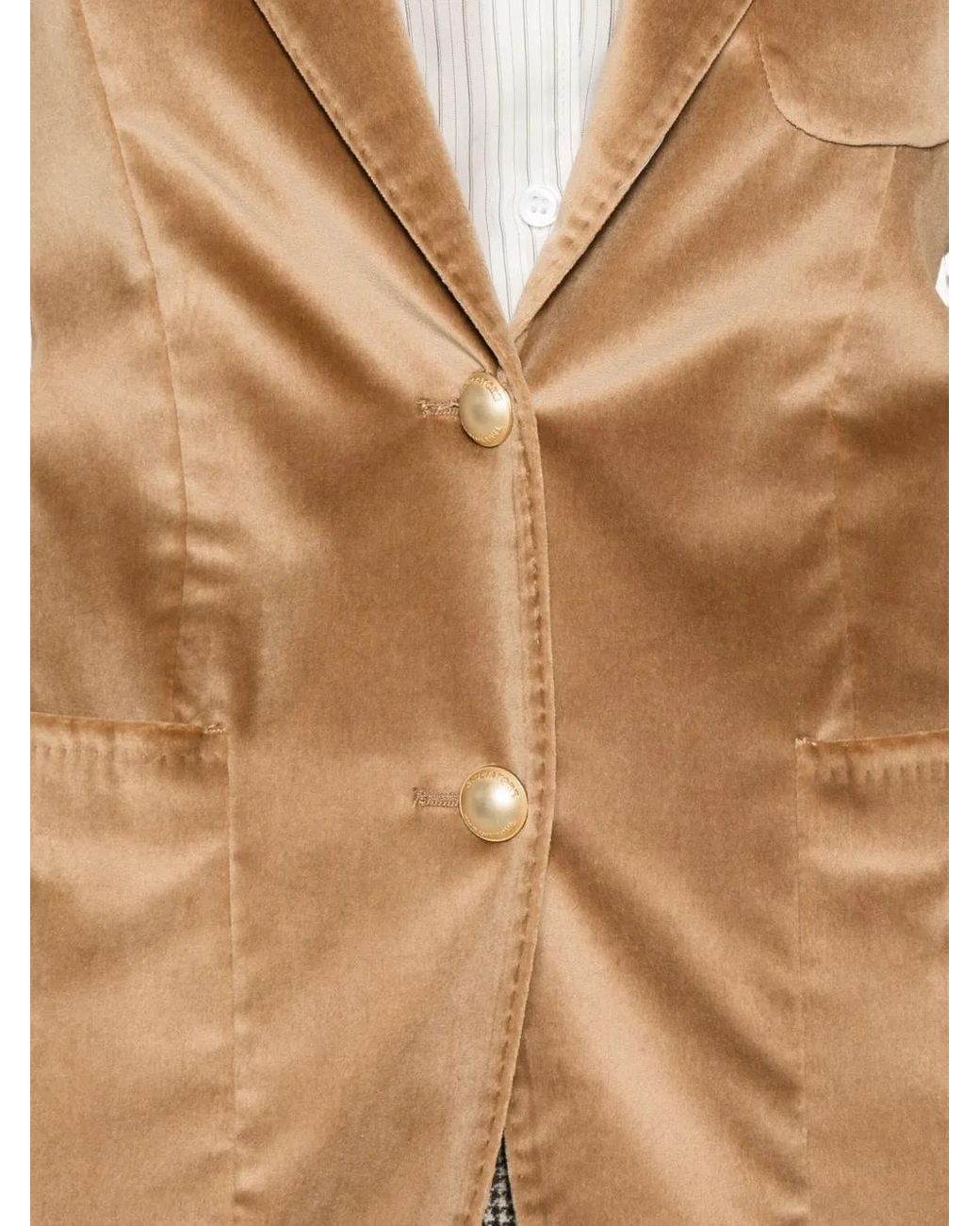 Tagliatore Brown Velvet Patch-Pocket Blazer