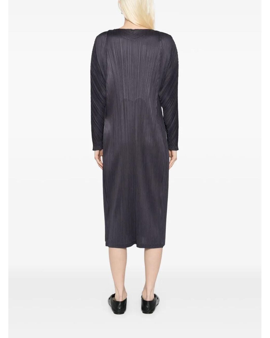 Pleats Please Issey Miyake Blue Lantern Pleated Dress