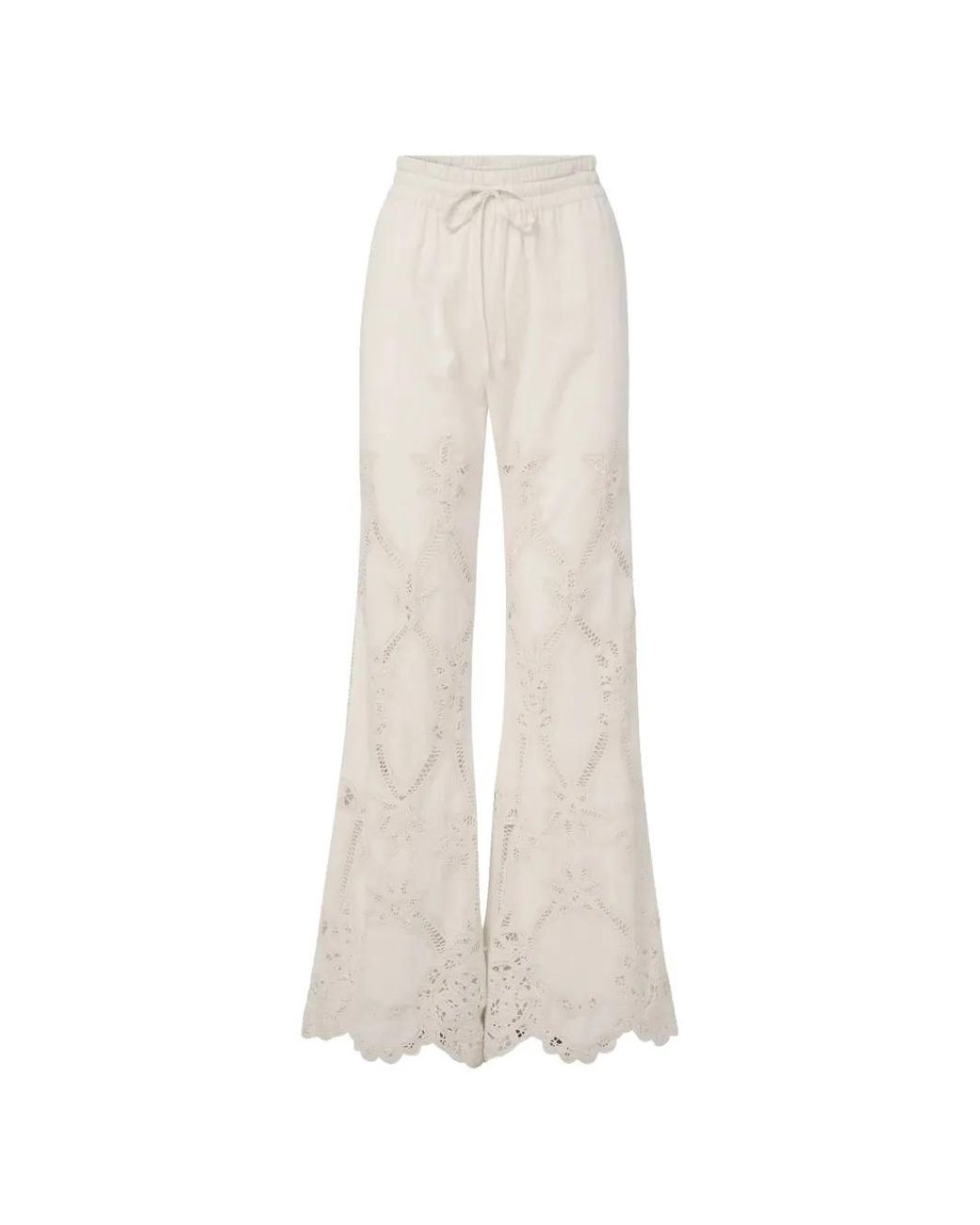 Veronica Beard White Daisy Eyelet Trousers