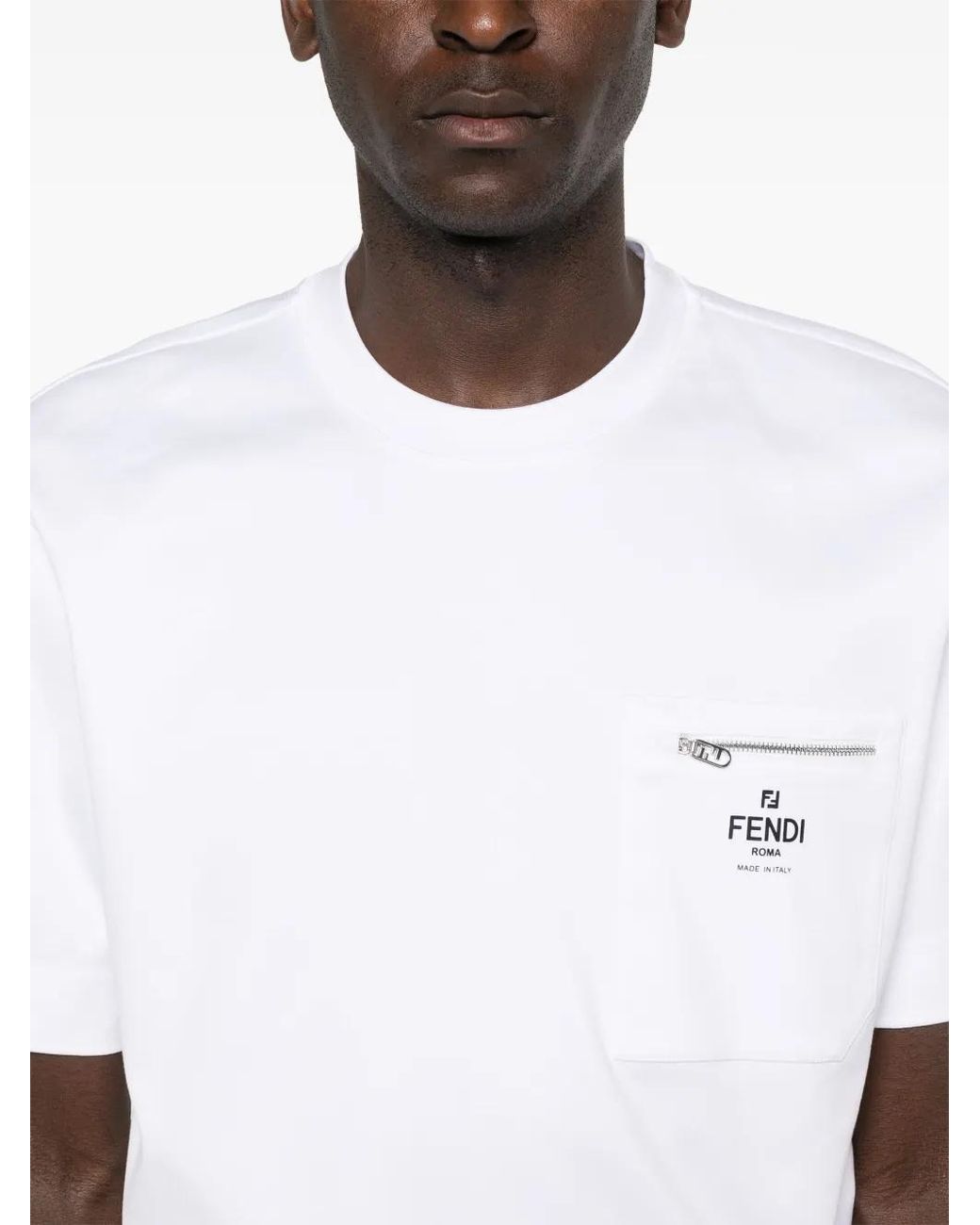 Fendi White T-Shirt With Pocket for men