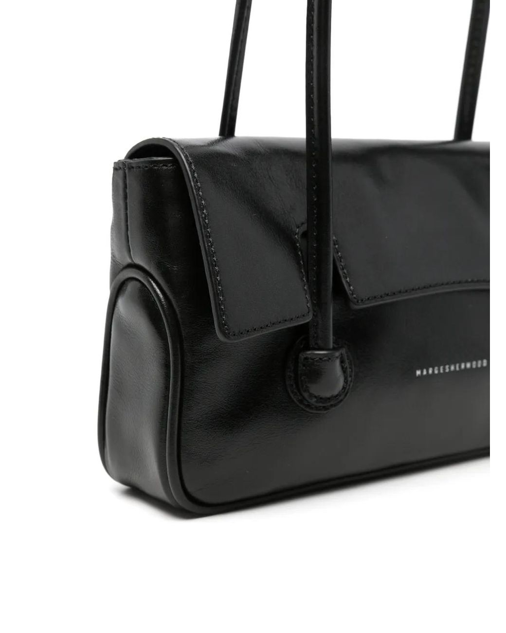 MARGE SHERWOOD Black Foldover-Top Leather Shoulder Bag
