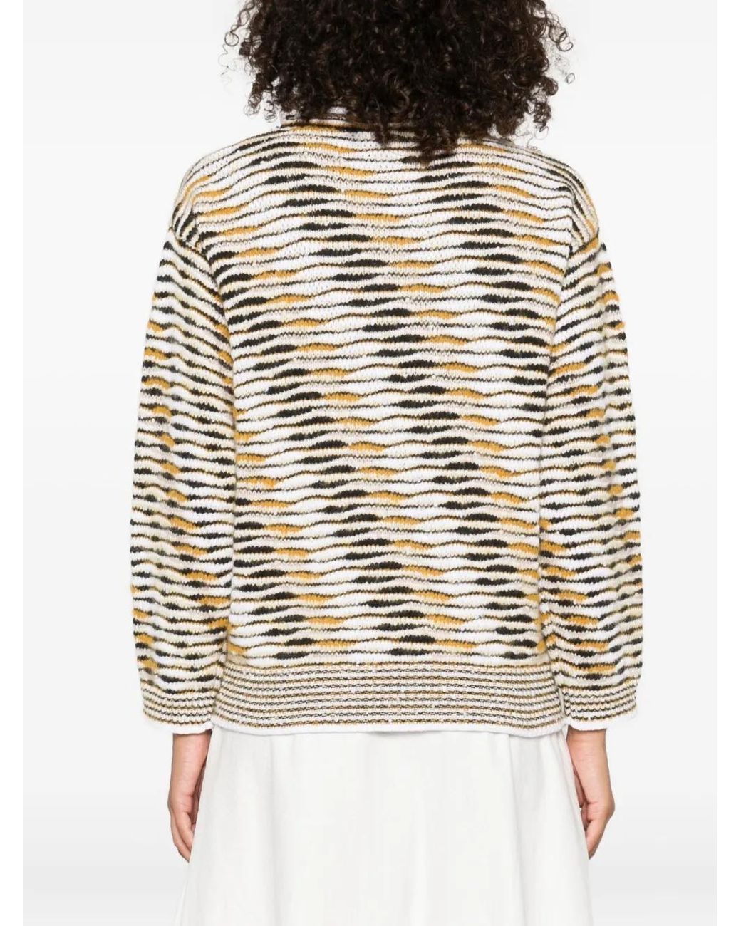 Missoni White High-Neck Flame-Pattern Sweater