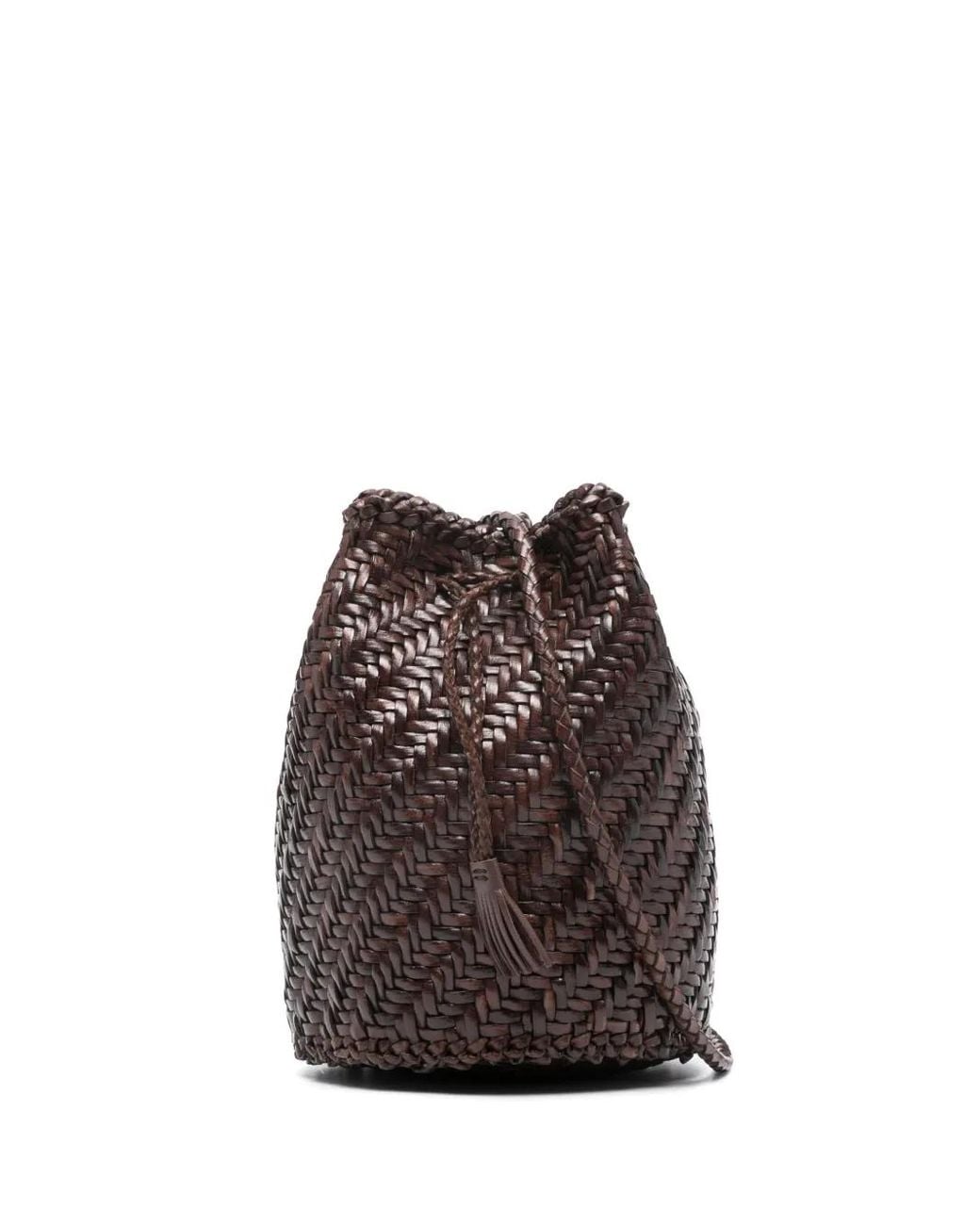 Dragon Diffusion Brown Pompom Double Jump Tassel-Detail Bucket Bag