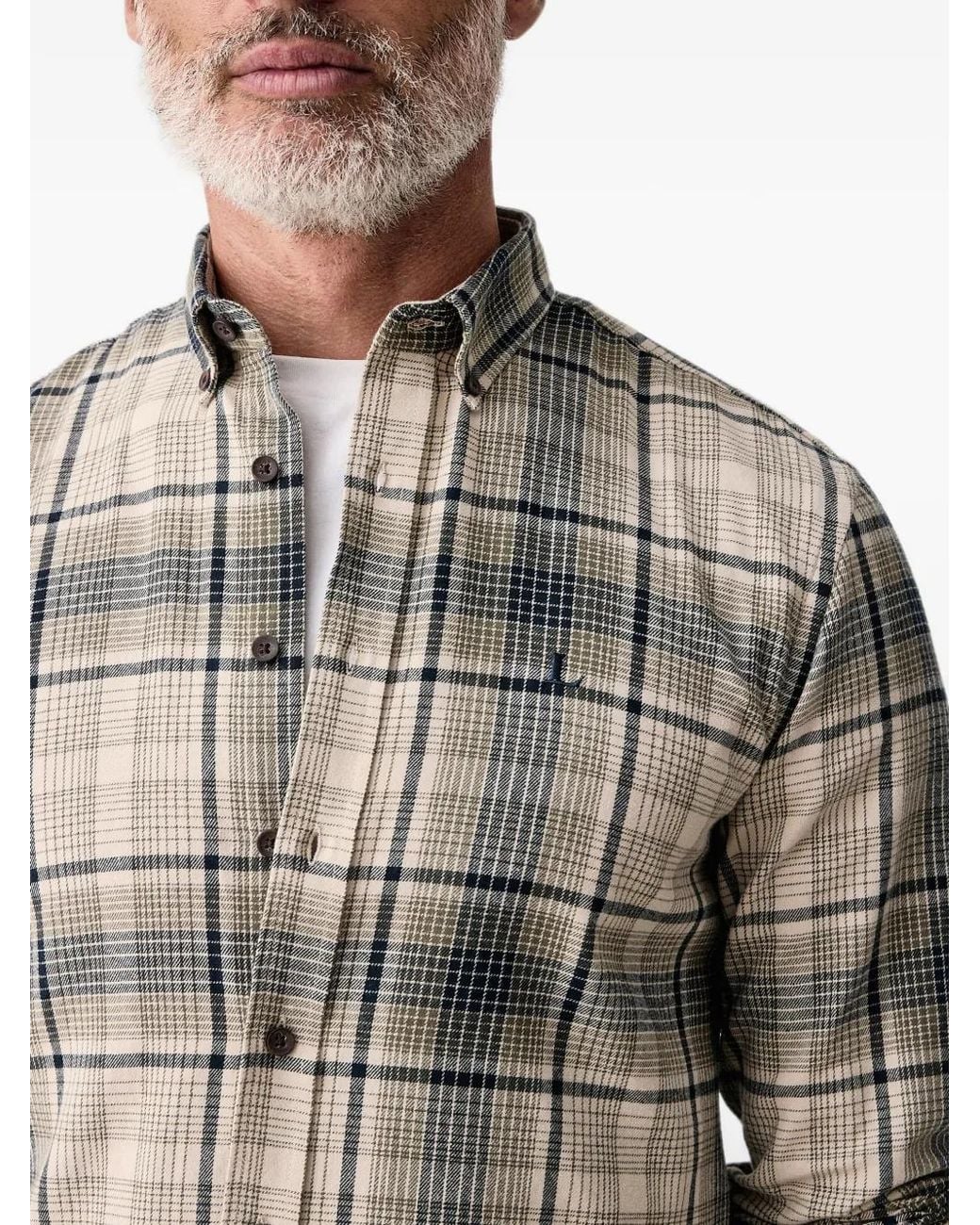 Lindbergh Gray Check-Pattern Button-Down Shirt for men