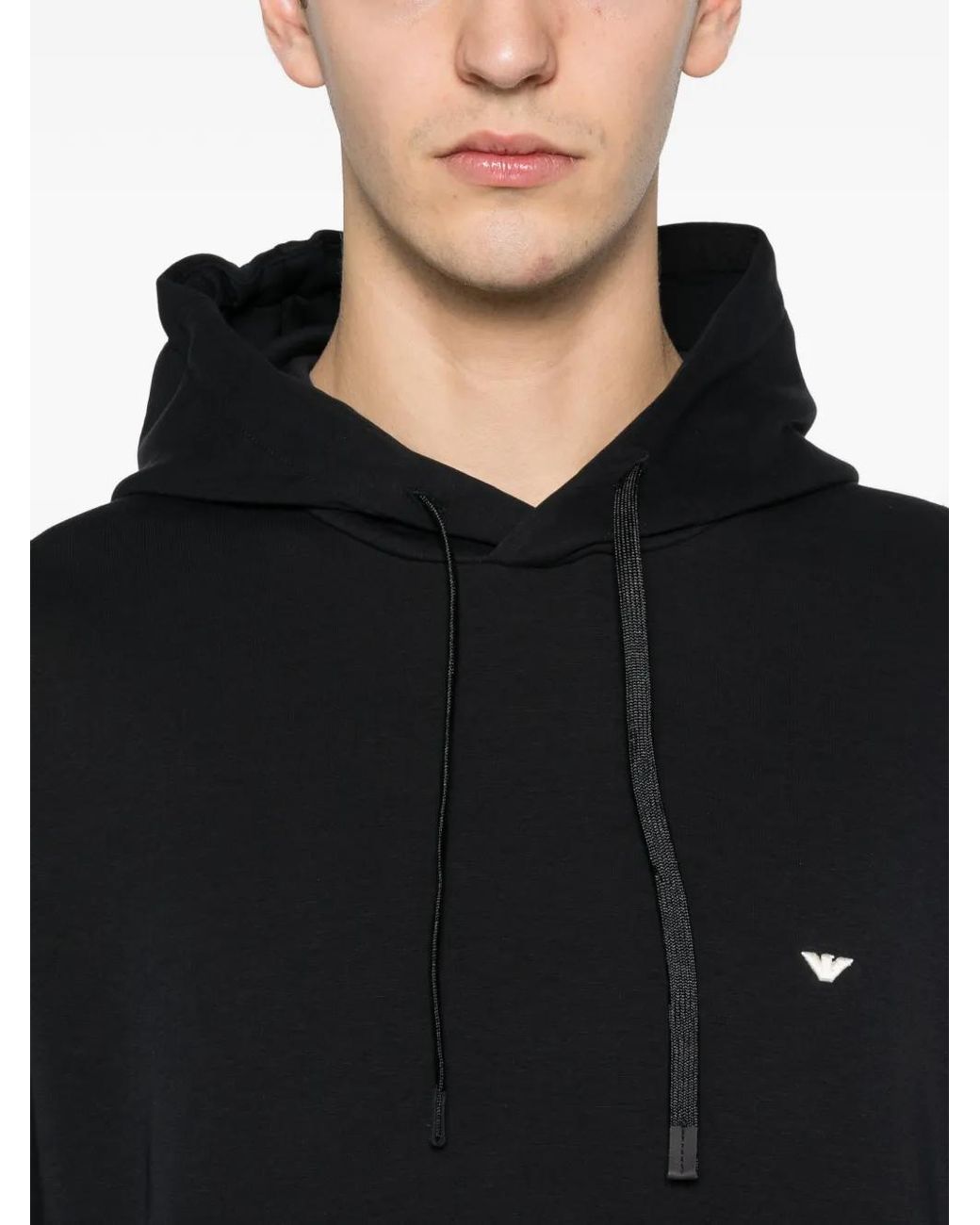 Emporio Armani Black Logo Hood Sweatshirt for men