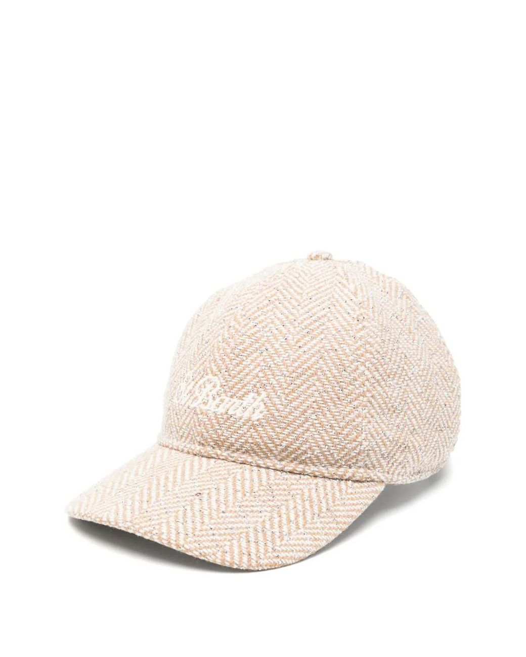 Mc2 Saint Barth Natural Herringbone-Pattern Embroidered-Logo Baseball Cap