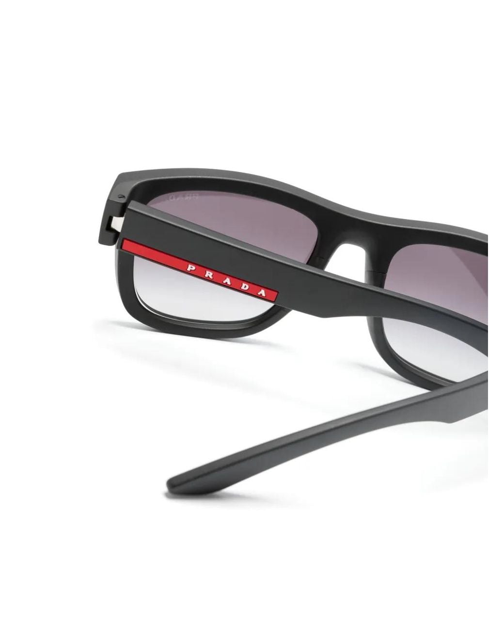 Prada Linea Rossa Black Logo-Debossed Square-Frame Sunglasses for men