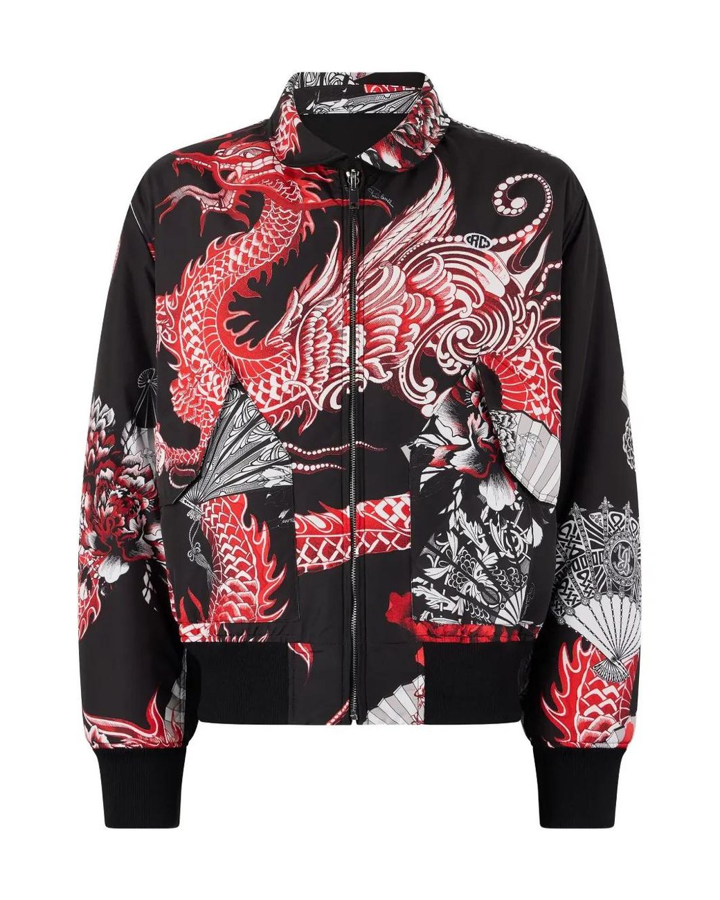 Roberto Cavalli Red Dragon-Print Reversible Bomber Jacket for men