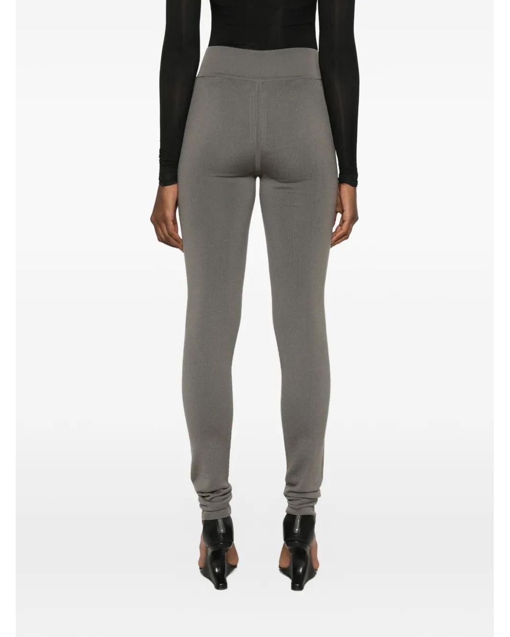 Rick Owens Gray High-Waisted Knitted Legging