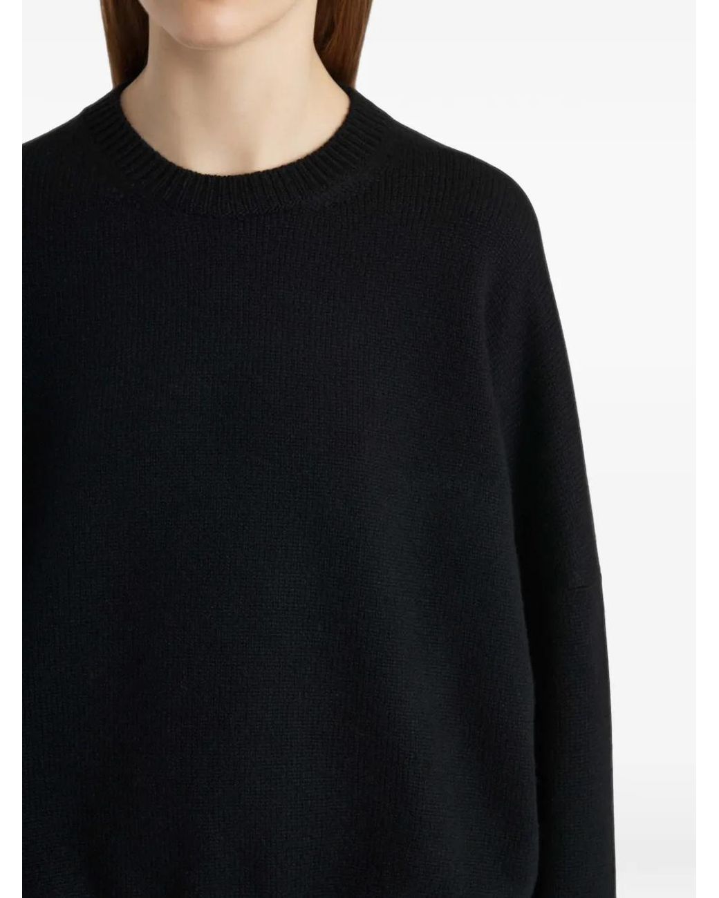 Khaite Black Margaux Densely Knit Cashmere Sweater With Ribbed Trims