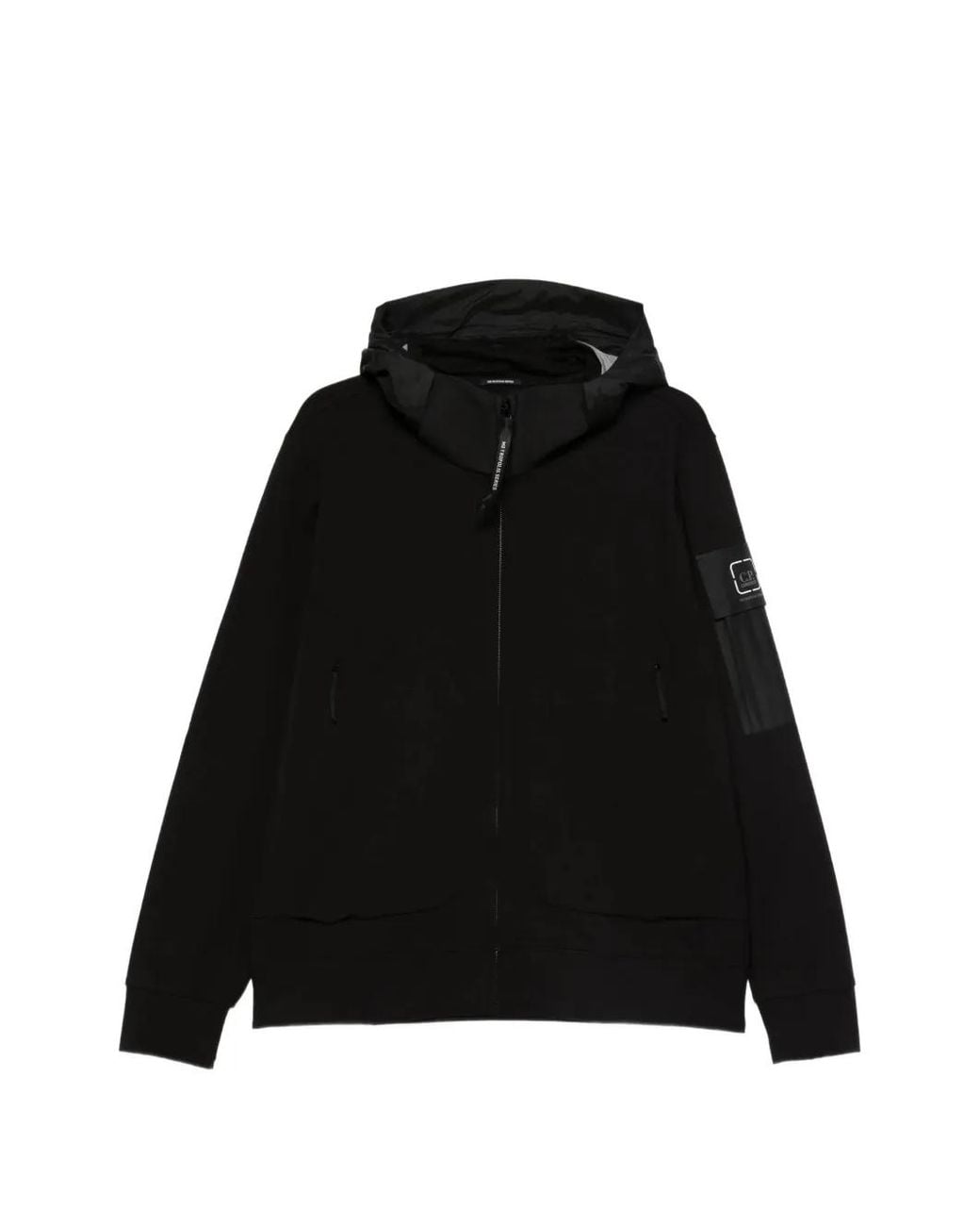 C P Company Black Zip-Fastening Hoodie for men