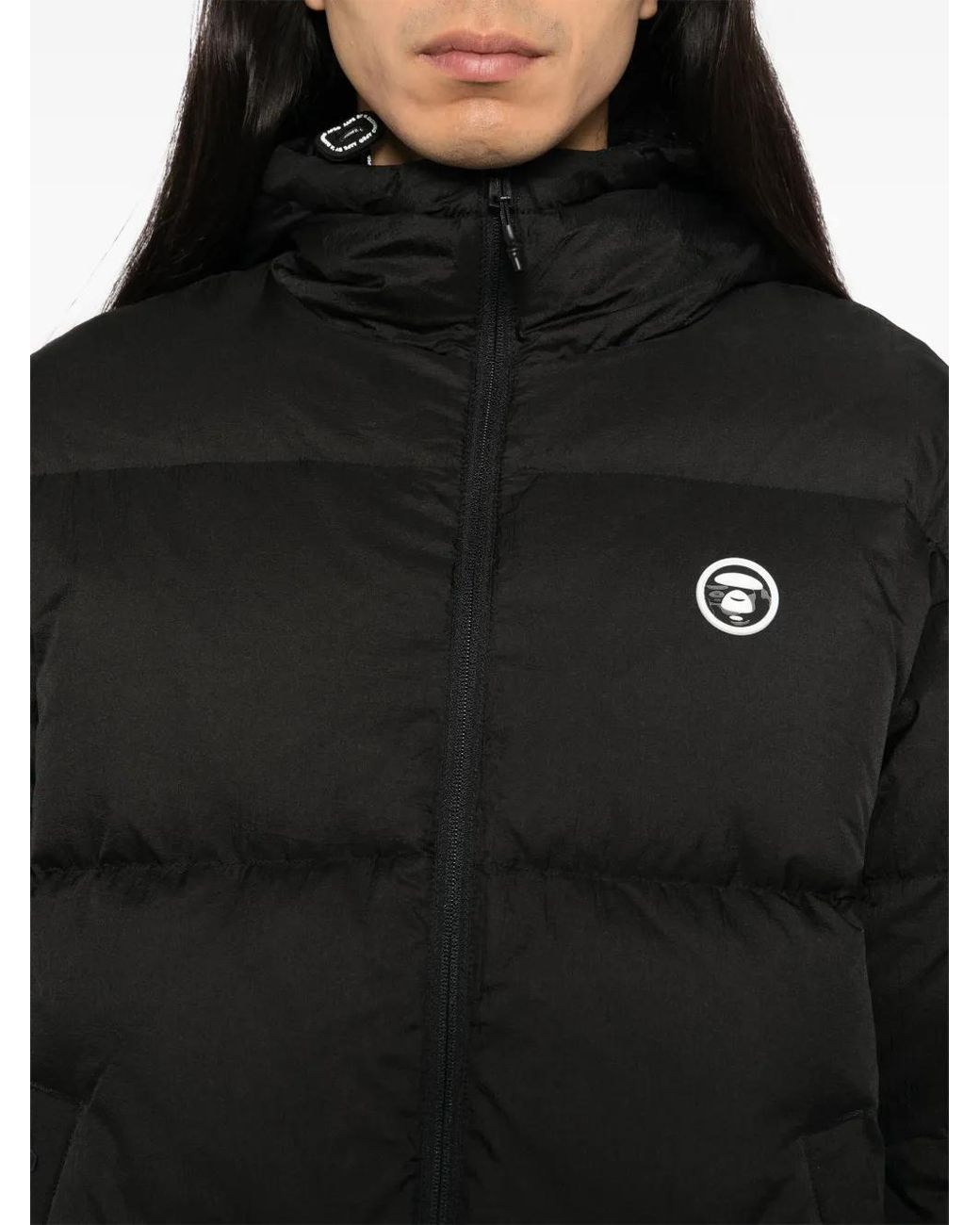 Aape By A Bathing Ape Black Logo-Appliqué Padded Jacket for men