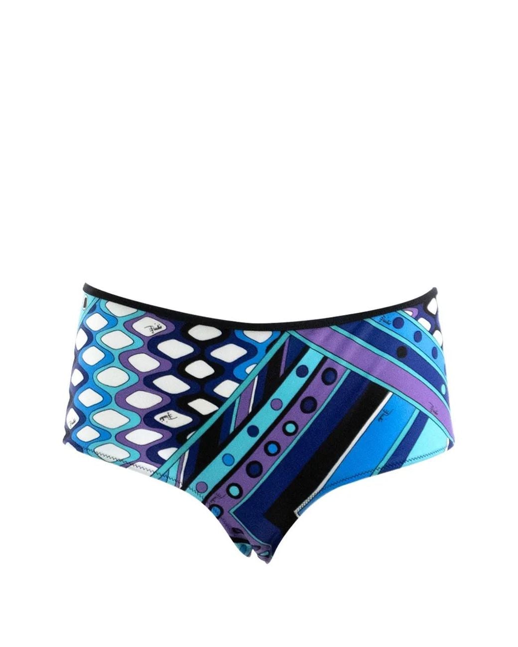 Emilio Pucci Blue Bas De Bikini À Imprimé Vivara