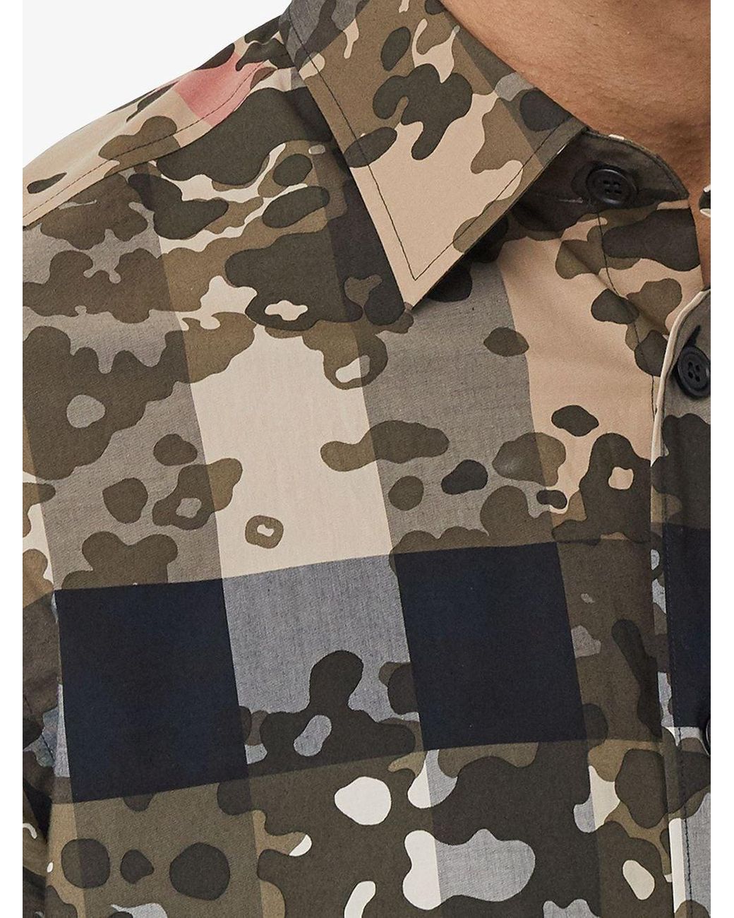 Burberry Camouflage Check Poplin Shirt for Men | Lyst UK