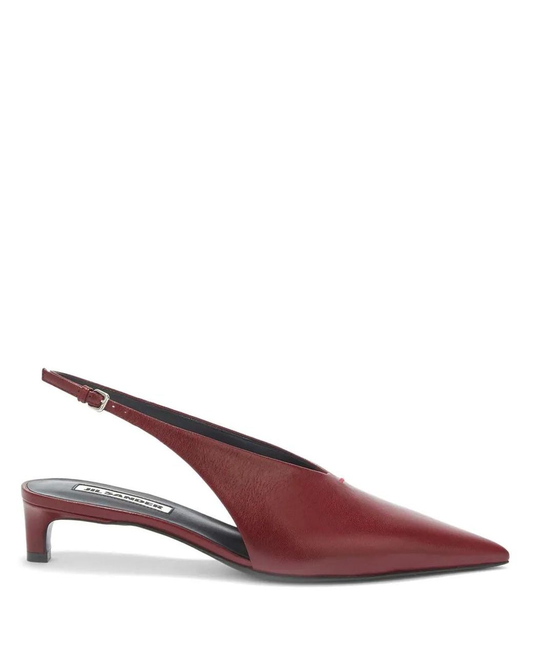 Jil Sander Brown 45Mm Slingback Leather Pumps