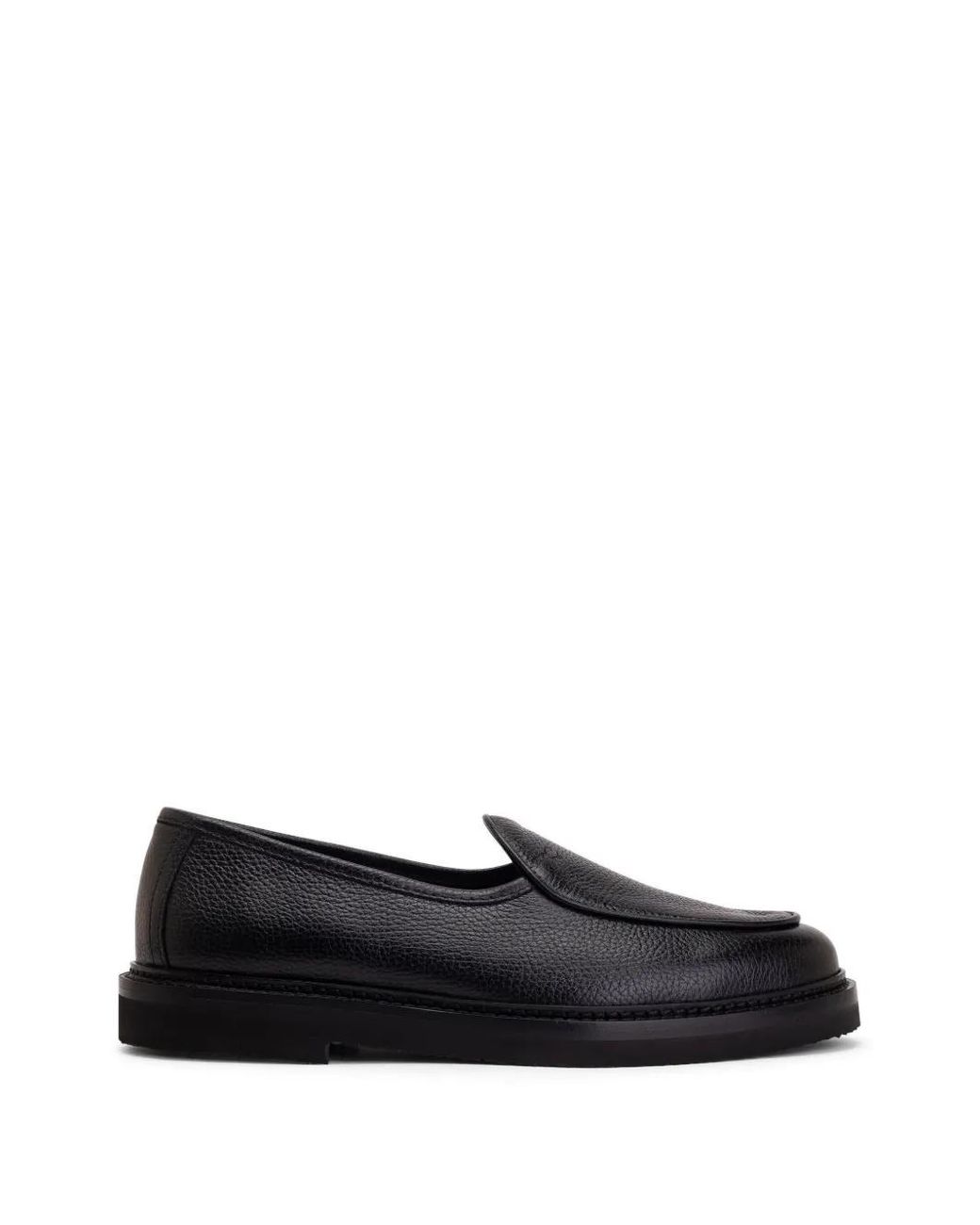 Solovière Black Alexis Pebbled-Leather Loafers for men