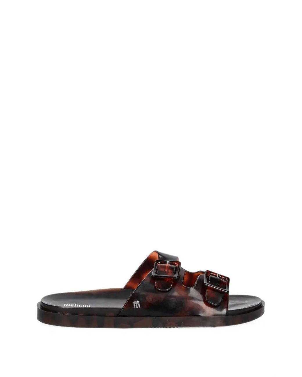Melissa White Tortoiseshell-Effect Buckle-Fastening Slides