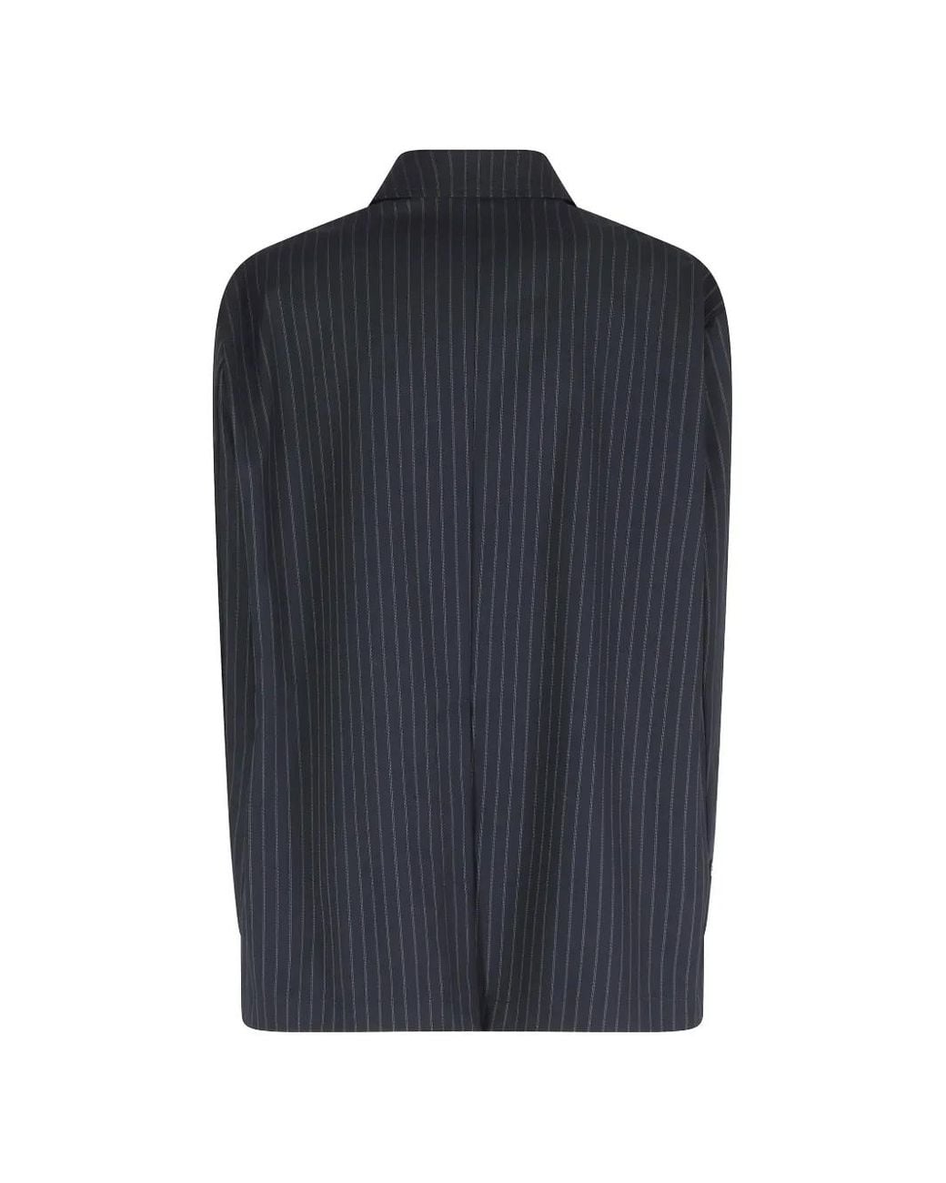 SOLOTRE Blue Pinstripe-Patterned Blazer