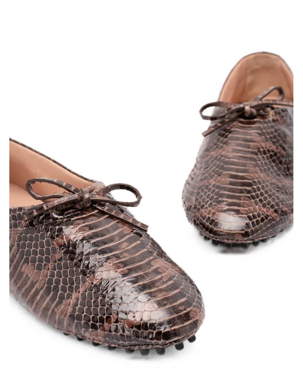 Alberta Ferretti Brown Bow-Detail Ballet Flats