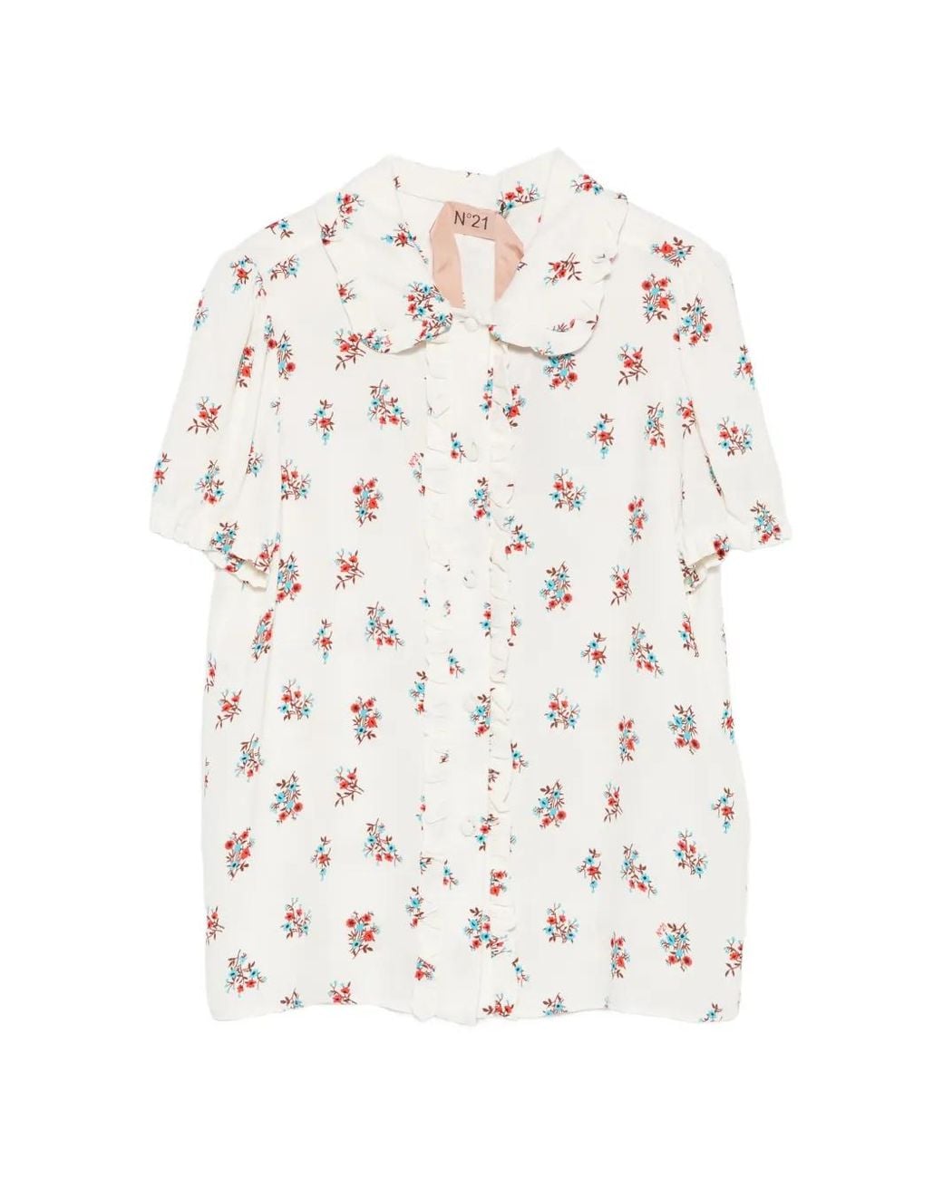 N°21 White Blouse À Fleurs Imprimées