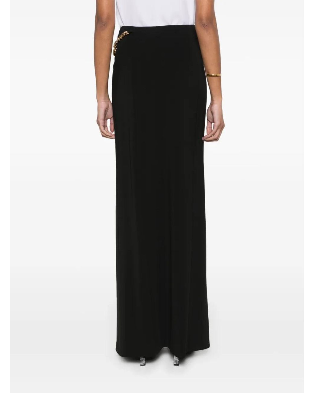 Moschino Black Padlock-Detail Asymmetric Maxi Skirt