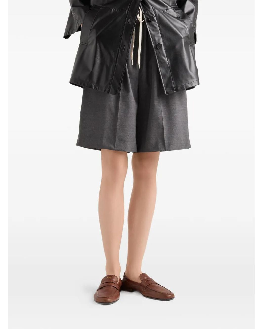 Prada Gray Light Wool Bermudas