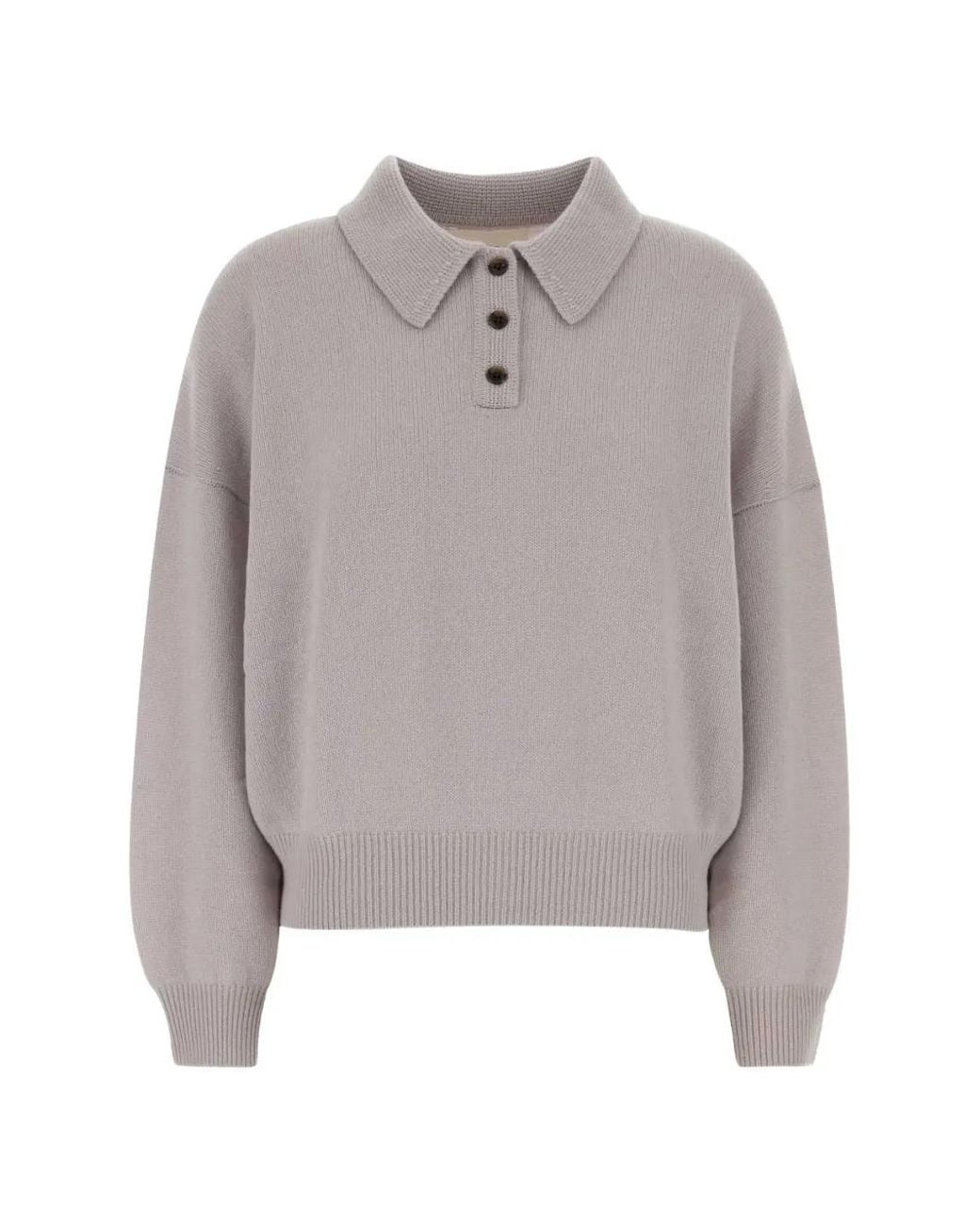 Lisa Yang Gray Etta Cashmere Polo Sweater