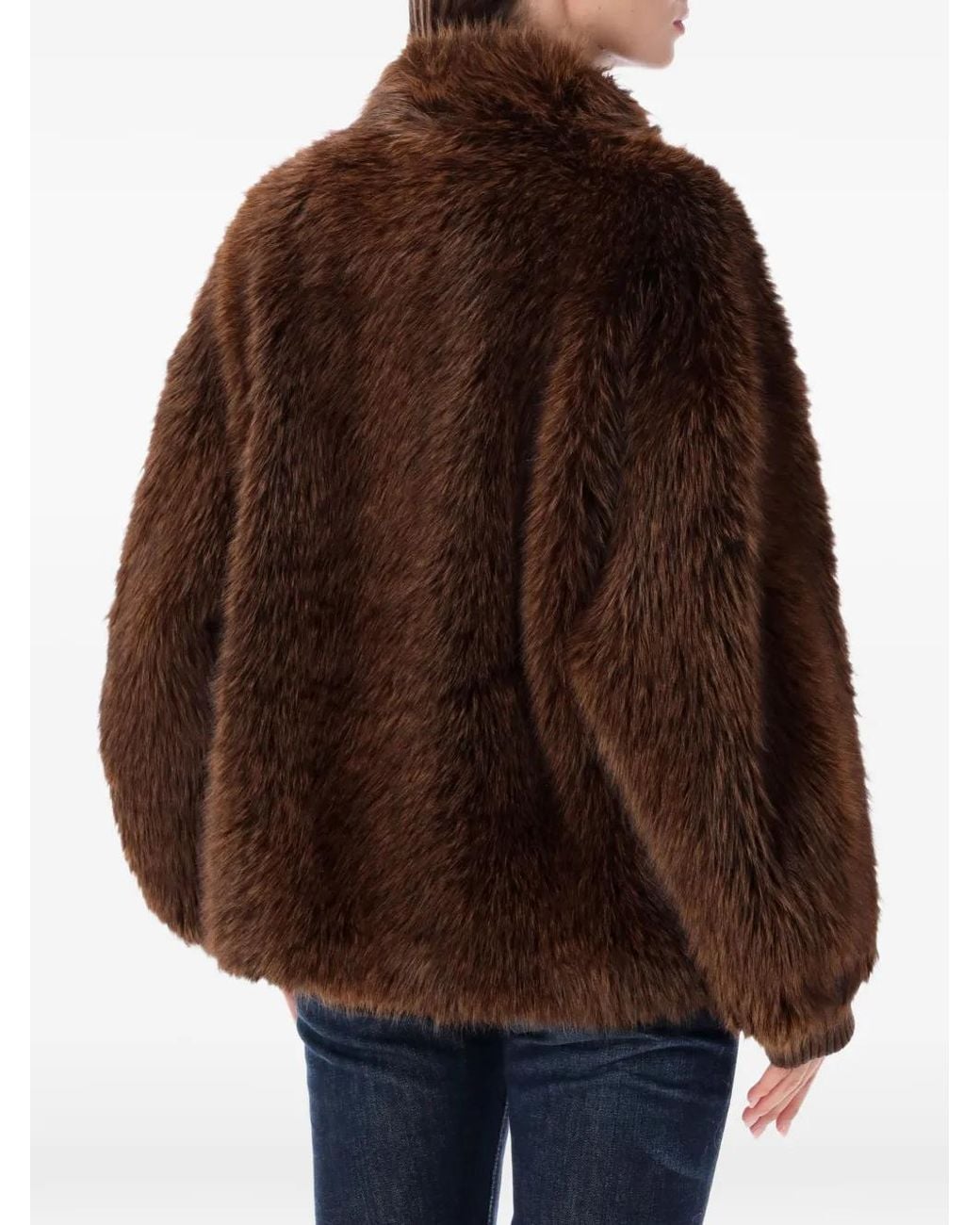S.W.O.R.D Brown Zip-Up Faux-Fur Coat