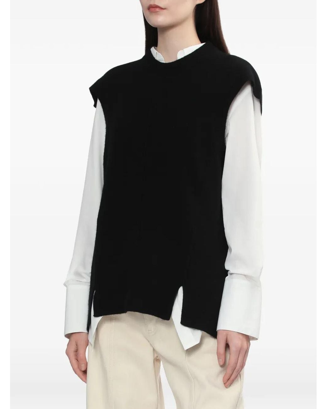 Helmut Lang Black Split Wool Vest