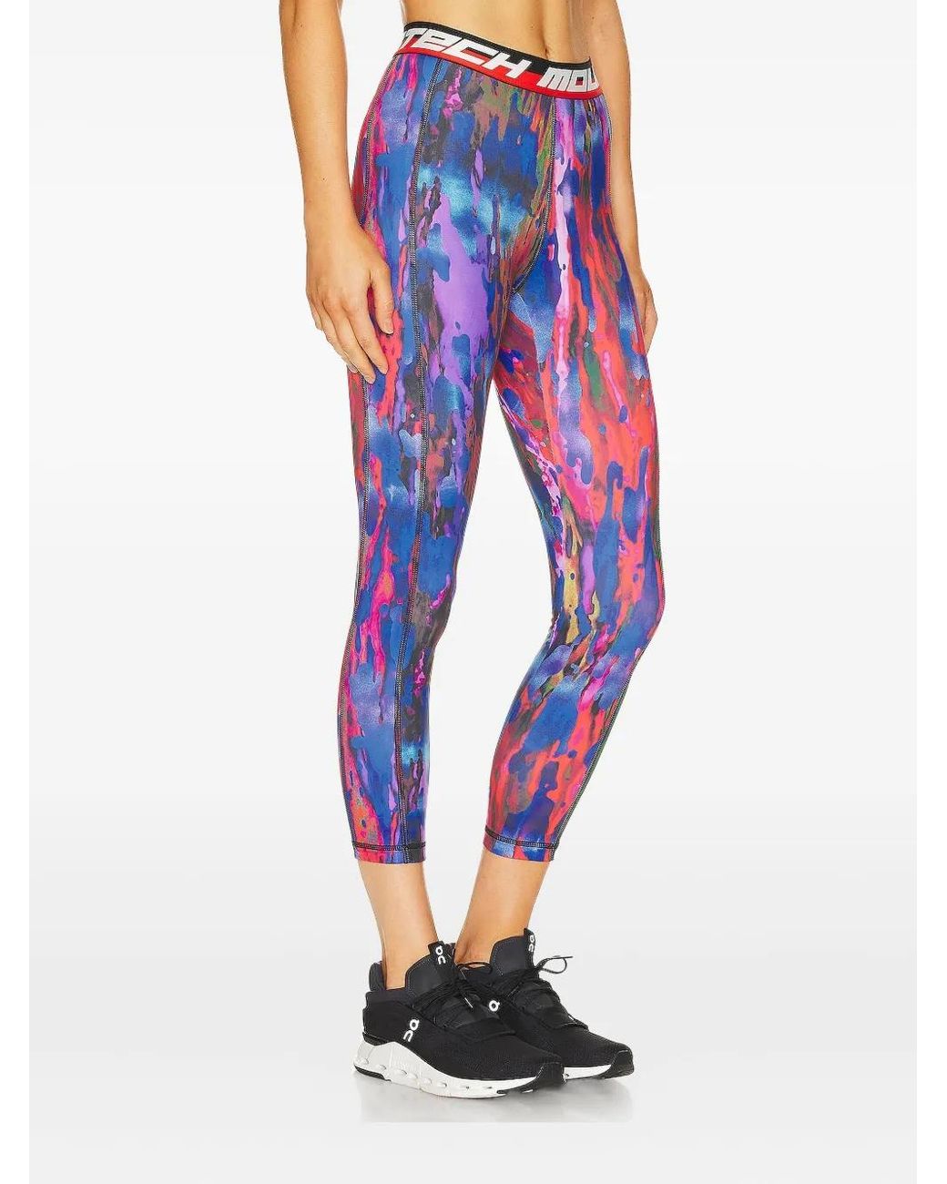 Aztech Mountain Blue Abstract-Print Performance Leggings