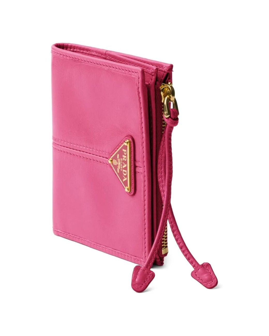 Prada Pink Triangle-Logo Small Wallet