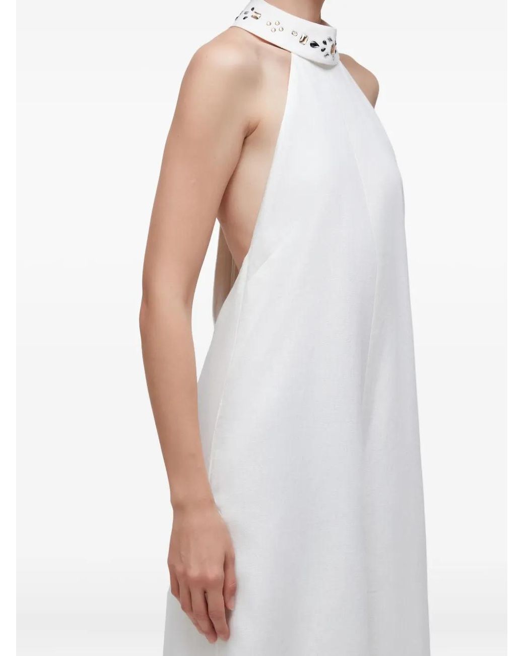 Osklen White Crystal-Embellished Halter Jumpsuit