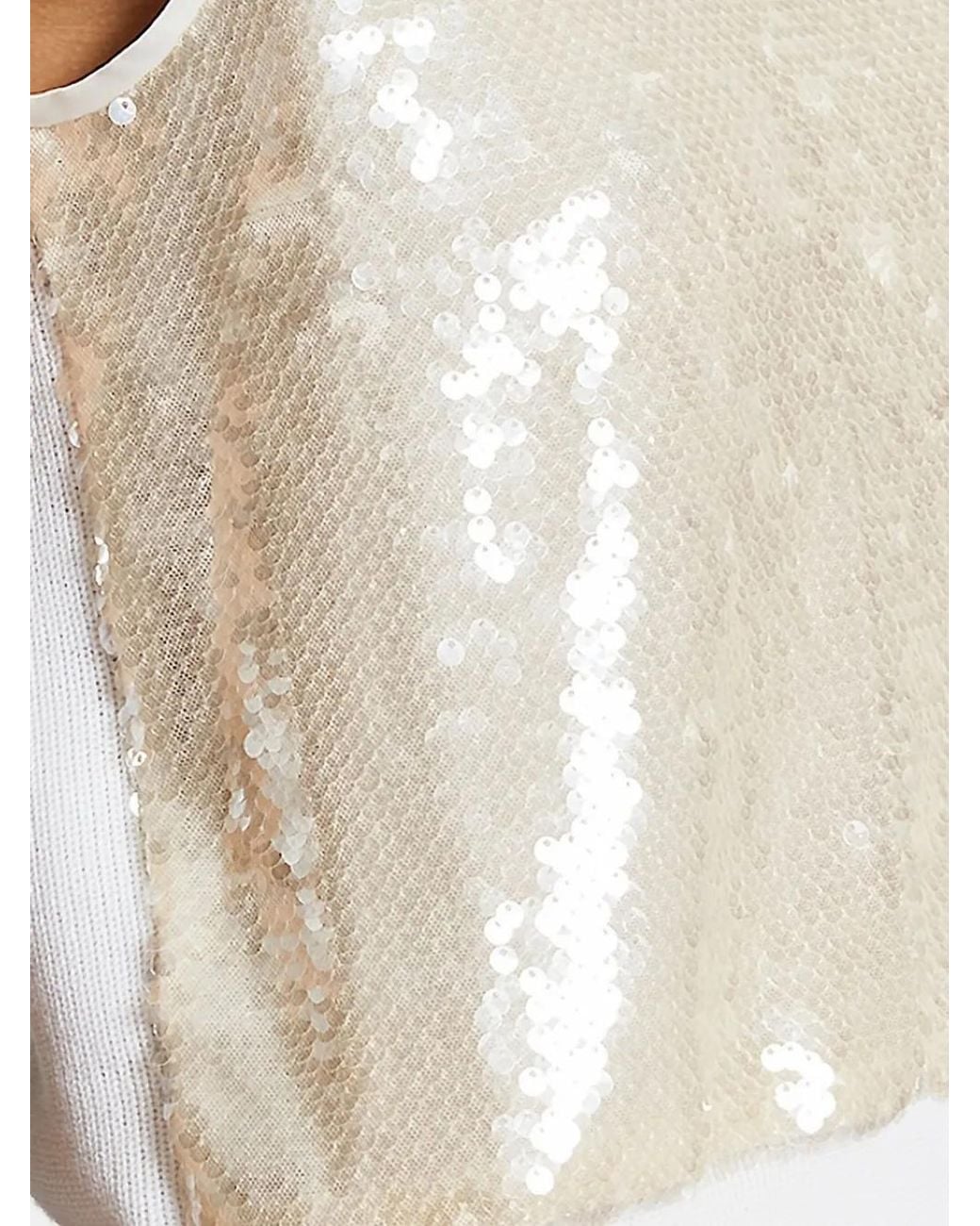 Peserico Natural Sequin-Embellished Sleeveless Top