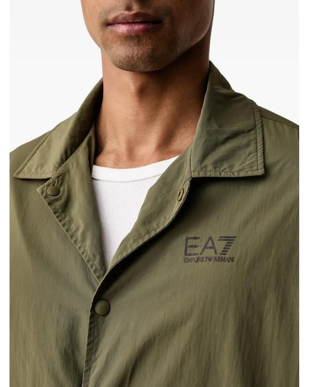 EA7 Green Logo-Print Jacket for men