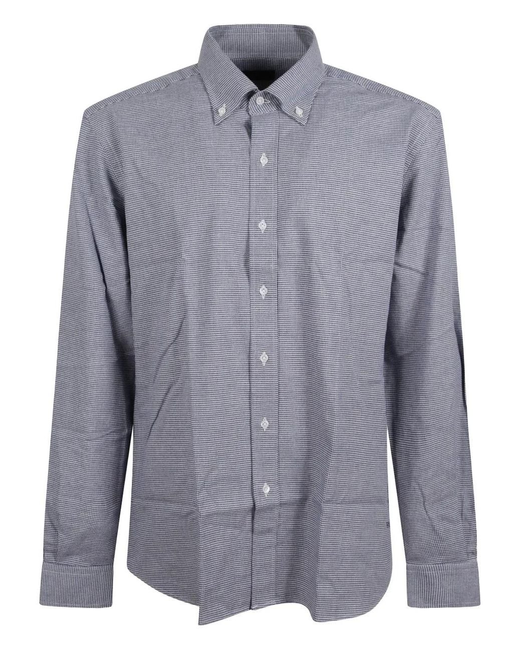 Fay Blue All-Over Pattern Long-Sleeve Shirt for men