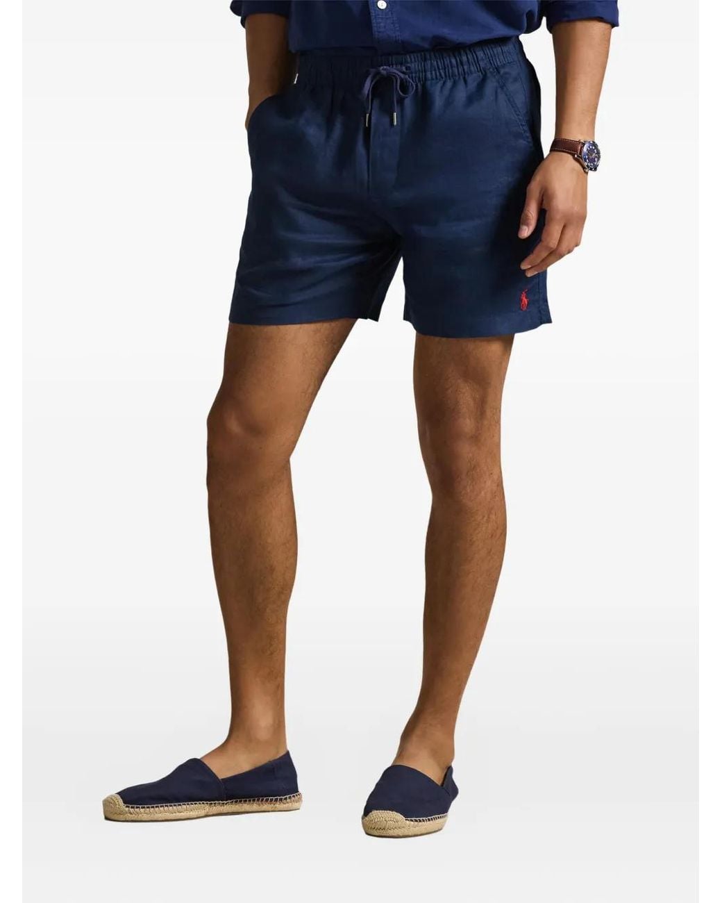Polo Ralph Lauren Blue Drawstring Linen Shorts for men
